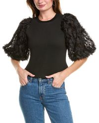 Gracia - Wavey Applique Sleeve Top - Lyst