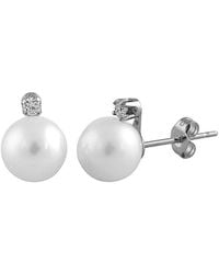 Splendid - 14k Diamond & 7-7.5mm Freshwater Pearl Drop Earrings - Lyst