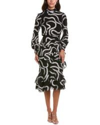 Saloni - Isa Chains Jacquard Silk-Blend Midi Dress - Lyst