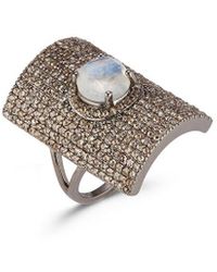 Banji Jewelry - Silver 5.00 Ct. Tw. Diamond & Rainbow Moon Stone Ring - Lyst