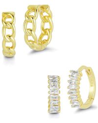 Glaze Jewelry - 14k Over Silver Cz Huggie Earrings Set - Lyst