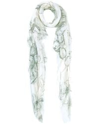 Blue Pacific - Vintage Floral Sketch Scarf - Lyst