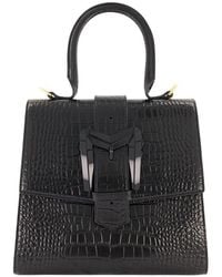 Mac Duggal - Buckled Medium Croco Leather Handbag - Lyst
