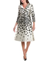 Teri Jon - Mikado Butterfly Pattern Coat Dress - Lyst