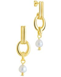 Sterling Forever - 7-9Mm Pearl Giselle Door Knocker Stud Earrings - Lyst