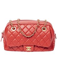 Chanel - 2013 Red Quilted Lambskin Cc Shoulder Bag - Lyst