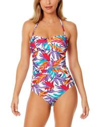 Anne Cole - Twist Front Shirred Bandeau One-Piece - Lyst