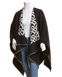 Burberry Monogram Wool Jacquard Cape - Black