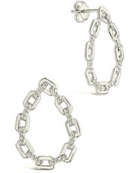Sterling Forever - Rhodium Plated Chain Link Drop Studs - Lyst