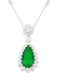 Diana M. Jewels - Fine Jewelry 18K 13.68 Ct. Tw. Diamond & Emerald Necklace - Lyst