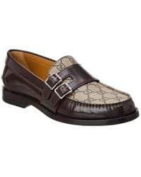 Gucci - GG Buckle GG Supreme Canvas & Leather Loafer - Lyst