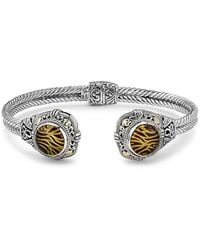 Samuel B. - 18K & Carved Amber Zebra Print Bangle Bracelet - Lyst