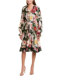 Dolce & Gabbana Floral Silk A-line Dress - Pink