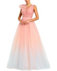 Mac Duggal - Ruffle Shoulder V Neck Ombre Tulle Ballgown - Lyst