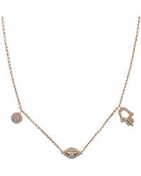 Sabrina Designs - 14k Rose Gold 0.22 Ct. Tw. Diamond Evil Eye & Hamsa Necklace - Lyst