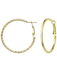 Rachel Glauber - 14k Plated Textured Rope Hoops - Lyst