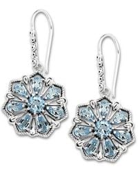 Samuel B. - Silver 7.14 Ct. Tw. Blue Topaz Flower Earrings - Lyst