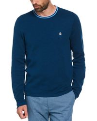 Original Penguin - Cotton Tipped Collar Sweater - Lyst