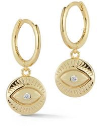 Glaze Jewelry - 14k Over Silver Cz Evil Eye Huggie Earrings - Lyst