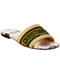 Dior Dway Embroidered Cotton Slide - Green