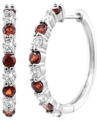 Lab Grown Gemstones - 0.60 Ct. Tw. Lab-Grown Garnet Hoop Earrings - Lyst