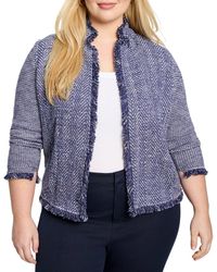 NIC+ZOE - Plus Notch Collar Fringe Mix Knit Jacket - Lyst
