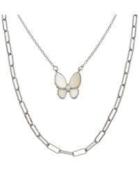 Juvell - 18k Plated Pearl Butterfly Link Necklace - Lyst