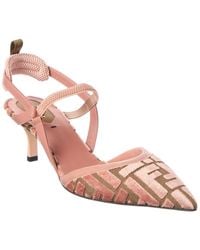 Fendi - Colibri Lite Ff Jacquard Velvet Slingback Pump - Lyst