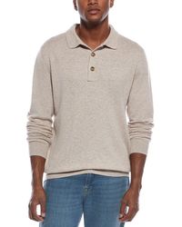 Kier + J - Mixed Stitch Wool & Cashmere-Blend Polo Sweater - Lyst