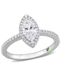 Lab Grown Diamonds - 14K 1.55 Ct. Tw. Lab Grown Diamond & Tsavorite Ring - Lyst