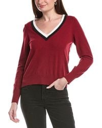 Cece - Deep V Contrast Trim Sweater - Lyst