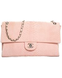 Chanel Pink Python Leather Flap Bag