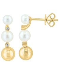 Effy Fine Jewelry - 14K 0.04 Ct. Tw. Diamond & 4.5,5Mm Pearl Earrings - Lyst