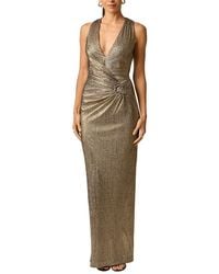 Adrianna Papell - Metallic Knit Long Dress - Lyst
