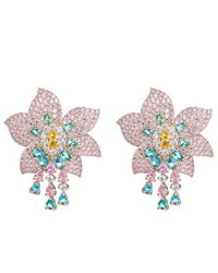 Eye Candy LA - Luxe Collection Cindy Pink Cubic Zirconia Crystal Flower Earring - Lyst