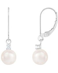 Splendid - 14k 0.1 Ct. Tw. Diamond 7-7.5mm Pearl Earrings - Lyst