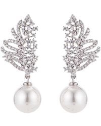 Eye Candy LA - Luxe Collection Rhodium Plated Pearl & Cz Layla Drop Earrings - Lyst