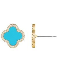 Adornia - 14K Plated Cz Halo Clover Stud Earrings - Lyst