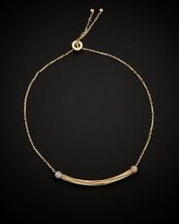 Italian Gold - 14k Tri-tone Twisted Curved Bar Bolo Bracelet - Lyst