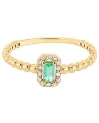 Bony Levy - El Mar 18K 0.23 Ct. Tw. Diamond & 1 Emerald Stackable Ring - Lyst