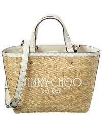 Jimmy Choo - Marli Mini Raffia & Leather Tote - Lyst