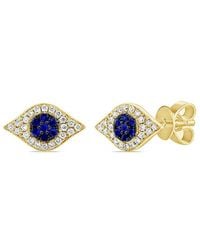 Sabrina Designs - 14k 0.23 Ct. Tw. Diamond & Sapphire Evil Eye Studs - Lyst