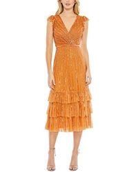 Mac Duggal - Sequined Wrap Over Dress - Lyst