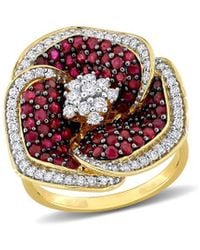 Rina Limor - 14k 2.25 Ct. Tw. Diamond & Ruby Floral Ring - Lyst