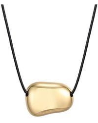 Adornia - 18K Plated Sliding Pebble On A Chord Necklace - Lyst