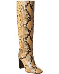 Tory Burch - Pull-on Snake-embossed Leather Knee-high Boot - Lyst