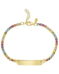 Italian Silver - Italian Over Cz Tennis Id Bracelet - Lyst