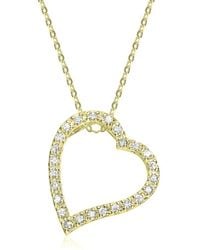Rachel Glauber 14k Plated Cz Heart Floating Pendant Necklace - Metallic
