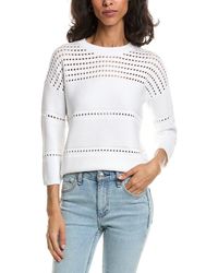 Forte - Textured Wide Stripe Pullover - Lyst