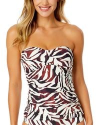 Anne Cole - Twist Front Shirred Bandeaukini - Lyst